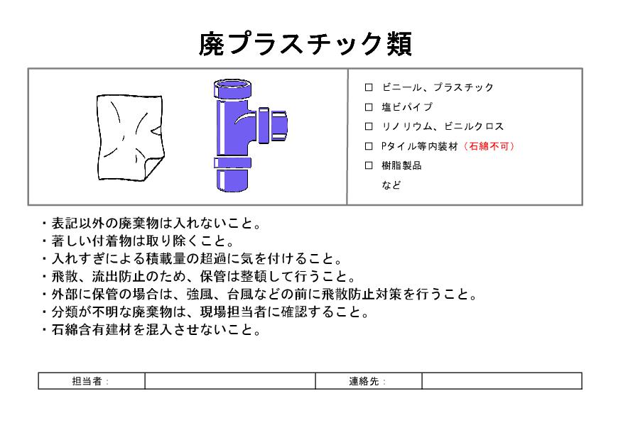 サムネイル 産廃分別看板：廃プラスチック類