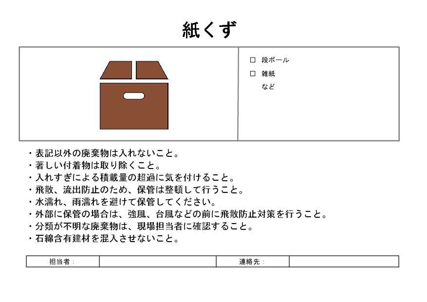 サムネイル 産廃分別看板：紙くず