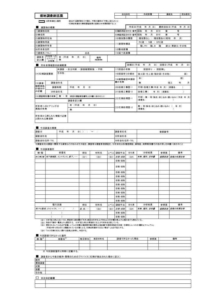 目視調査総括表の例