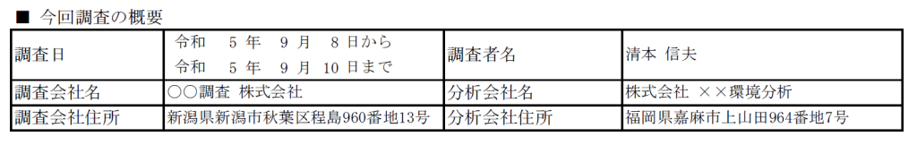 今回調査の概要の例